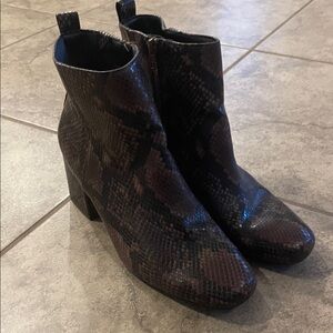 Time and Tru Women's Dark Snakeskin Ankle Boots